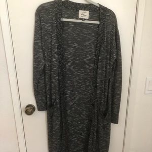 gray cardigan
